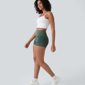 HALARA Green Athletic Shorts High-Waisted Stretchy Fit